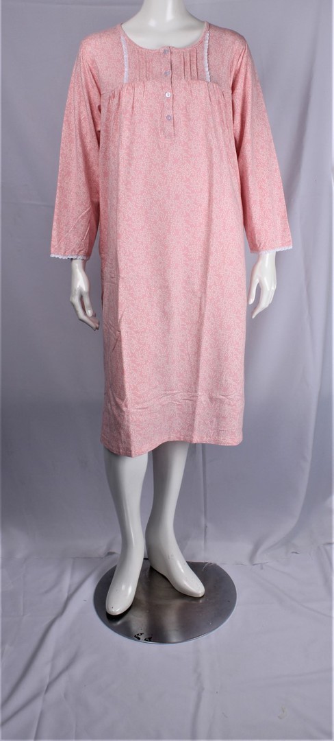 Printed cotton jersey winter nightie pink Style :AL/ND-457PNK image 0